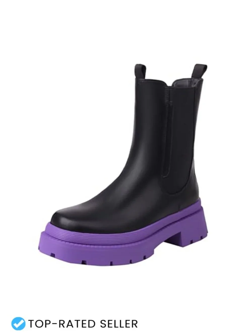 Chelsea Ankle Boots Platform Chunky Low Heel Pull On Faux Leather Women's